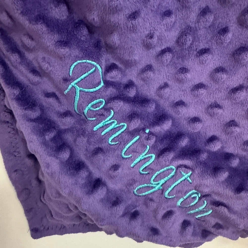 Purple Textured Personalized Blanket with Blue and Green Accents
